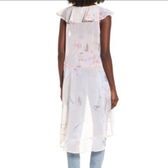 Leith High Low Ruffle Sheer Floral Top NWT Size XS - Picture 2 of 6
